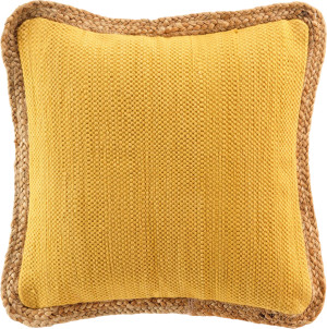 Poduszka dekoracyjna Douceur d'interieur z jutową lamówką 45 x 45 cm Żółta (3574386122795). Poduszki