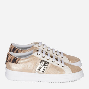 Sneakersy damskie skórzane Geox D02FED077BN 36 Beżowy/JasnoZłoty (8054730387285). Tenisówki i trampki damskie
