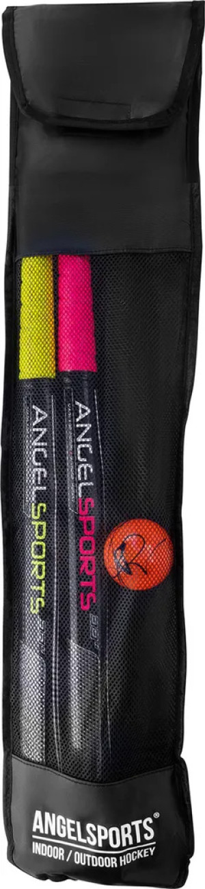 Zestaw hokejowy Angel Sports z 2 kijami o długości 33 cali i piłką 68 mm (8716096012415). Zestawy zabawek dla dzieci