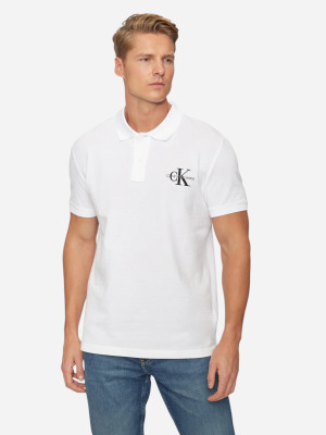 Koszulka polo męska elegancka Calvin Klein Jeans J30J325664-YAF S Biała (8720639916030). Koszulki polo męskie