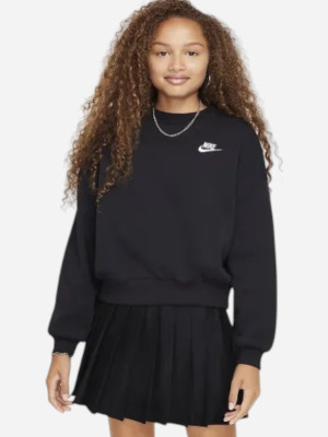 Bluza bez kaptura dziewczęca Nike Sportswear Club Fleece FZ9244-010 S Czarna. Bluzy bez kaptura dziewczęce