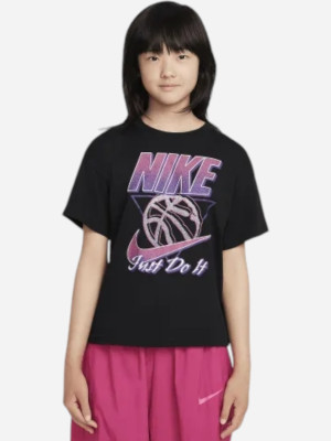 Koszulka dziewczęca młodzieżowa bawełniana Nike Sportswear FZ5556-010 XL (158-170 cm) Czarna. T-shirty dziewczęce
