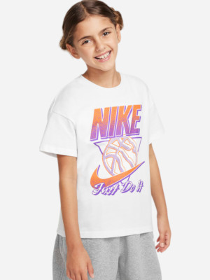 Koszulka dziewczęca młodzieżowa bawełniana Nike Sportswear FZ5556-100 L (147-158 cm) Biała. T-shirty dziewczęce