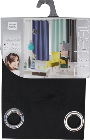 Zasłona Douceur d'interieur Absolu na przelotkach 140 x 260 cm czarna (3574386072366). Zasłony i firanki