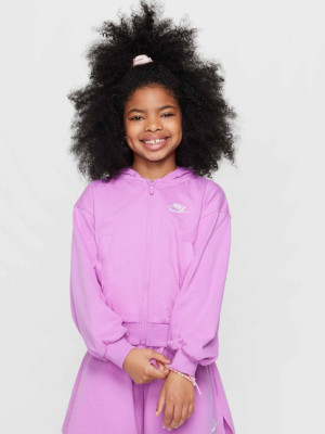 Bluza rozpinana z kapturem młodzieżowa dziewczęca Nike G Nsw Fz Hdy Jsy Lbr FN8595-532 137-147 M Jasnofioletowa (197859845552). Bluzy rozpinane dziewczęce
