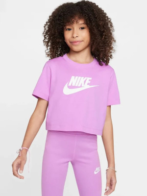 Koszulka młodzieżowa dla dziewczynki Nike G Nsw Tee Crop Futura Hbr FZ5548-532 147-158 L Jasnofioletowa (197602753752). T-shirty dziewczęce