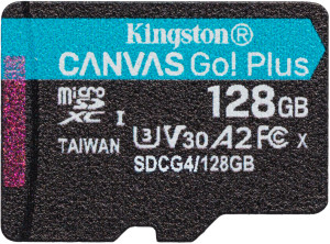 Karta pamięci Kingston microSDXC Canvas Go! Plus G4 128GB Class 10 UHS-I U3 V30 A2 (SDCG4/128GBSP). Karty pamięci