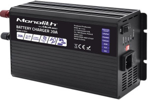 Inteligentna ładowarka Qoltec Monolith 24V 20A do akumulatora LiFePO4/AGM/GEL/SLA (5901878519531). Prostowniki