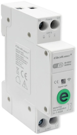 Przekaźnik Wi-Fi z licznikiem Qoltec Wi-fi DIN rail relay with electricity meter 63A eWeLink by Sonoff (5901878509914). Rejestratory i analizatory parametrów zasilania