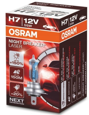 Żarówka halogenowa OSRAM H7 12V 55W PX26d NIGHT BREAKER LASER +150% (64210NL) (4052899991392). Lampy samochodowe