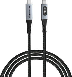 Kabel zasilający i synchronizujący Verbatim z wyświetlaczem 240 W, USB-C do USB-C, 120 cm, czarny (0023942318491). Kable, adaptery i przejściówki