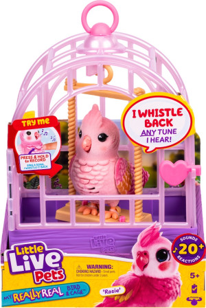 Interaktywna zabawka Moose papużka kakadu Rosie w klatce (26692). Zabawki interaktywne dla dzieci