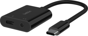 Adapter Belkin RockStar USB Type-C - mini-Jack 3.5 mm with PD 60W Black (NPA004BTBK). Kable, adaptery i przejściówki