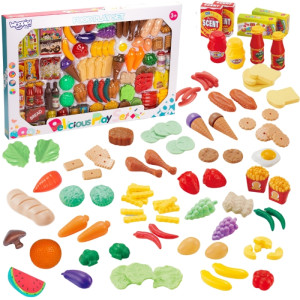 Zestaw do kuchni Woopie Delicious Play Set Sklep Warzywa Owoce 120 elementów (5906280653620). Zestawy zabawek dla dzieci