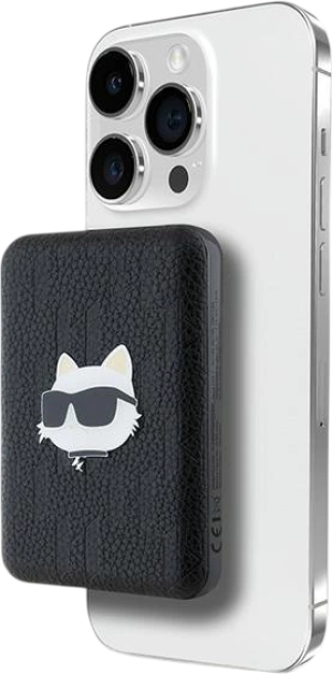Powerbank Karl Lagerfeld Choupette Head Pin MagSafe 5000 mAh 15W Black (KLPB5FPGKSCHHK). Powerbanki