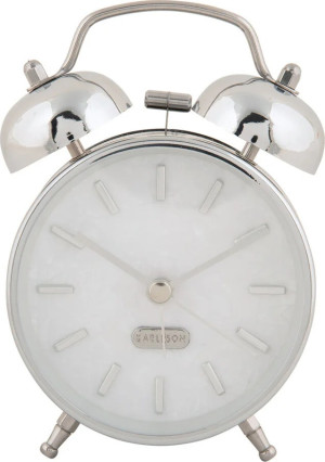 Budzik Karlsson Pearl Glow retro 8 cm Srebrny (8714302751981). Zegary stołowe