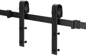 System do drzwi przesuwnych Springos HA5000 183 cm barn door z ozdobnymi okuciami, prowadnica do 100 kg Czarny (5907719420349). Systemy drzwi podwieszanych