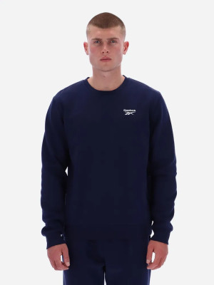 Bluza bez kaptura męska Reebok Kai Small Logo Crewneck Swe 100240741 S Granatowa (1200175386537). Bluzy bez kaptura męskie
