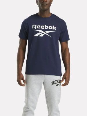 Koszulka męska bawełniana Reebok Chad Big Logo Crew N 100240895 M Granatowa (1200175462774). T-shirty męskie