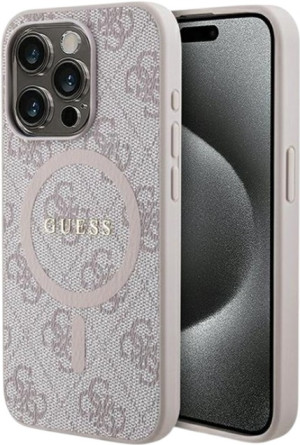 Etui Guess 4G Collection Leather Metal Logo MagSafe do Apple iPhone 15 Pro Max Pink (GUHMP15XG4GFRP). Etui i pokrowce na telefony