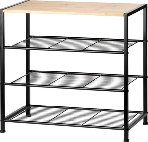 Regał na buty Vilde metalowy 4-poziomowy Czarny 60 x 30 x 57 cm (5904316497156). Szafki i regały na buty