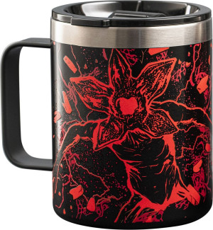 Kubek termiczny Bialetti Stranger Things z uchwytem swiecacy w ciemnosci 420 ml (8006363095747). Naczynia termiczne do napojów