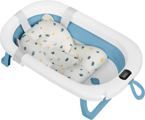 Wanienka składana dla dzieci Ricokids RK-287 z termometrem i wkładką Bialo-niebieska (5903890629199). Wanienki i akcesoria dla dzieci