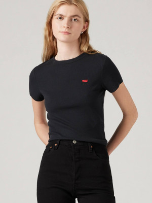 Koszulka damska bawełniana Levi's Essential Sporty Tee Rib A7419-0014 M Czarna (5401157130612). T-shirty damskie
