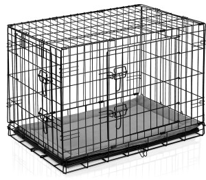 Metalowa klatka kennelowa dla psa Pethaus + legowisko 75 x 45 x 54 cm Czarna PH-200 (5903890633653). Kojce, klatki i budy