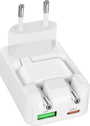 Ładowarka sieciowa SBS Flexi Wall Charger 45W PD USB-C USB-A White (TETRGANUSBTCFOLD45W). Ładowarki do telefonów