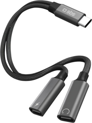 Adapter SBS USB-C - 2xUSB-C 13 cm Black (TEADATYCHARGETYCK). Kable, adaptery i przejściówki