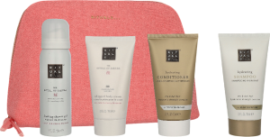 Zestaw Rituals The Ritual of Sakura Body & Hair Travel Set Krem do ciała 70 ml + Żel-pianka pod prysznic 50 ml + Szampon do włosów 70 ml + Odżywka do włosów 70 ml + Kosmetyczka (8719134210880