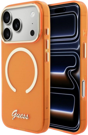 Etui Guess IML Script Metal MagSafe do Apple iPhone 17 Pro Max Orange (GUHMP17X5HTCSMSO). Etui i pokrowce na telefony