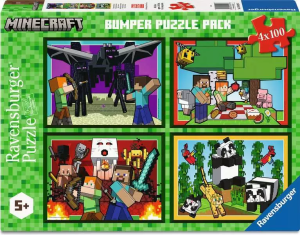 Zestaw puzzli Ravensburger Minecraft 4 x 100 elementów 12004290 (4005555042907). Puzzle i układanki