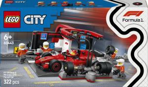 Zestaw klocków LEGO City F1 Pit stop i mechanicy z bolidem Ferrari 322 elementy (60443). Klocki