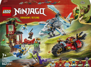 Zestaw klocków LEGO Ninjago Bitwa ninja: domek na drzewie z pojazdami 642 elementy (71857). Klocki