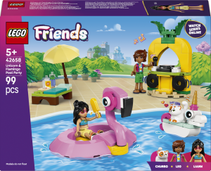 Zestaw klocków LEGO Friends Impreza na basenie z jednorożcem i flamingiem 99 elementów (42658). Klocki
