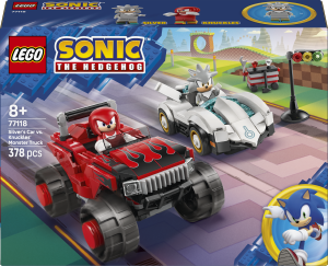 Zestaw klocków LEGO Sonic the Hedgehog Silver w samochodzie kontra Knuckles w monster trucku 378 elementów (77118). Klocki