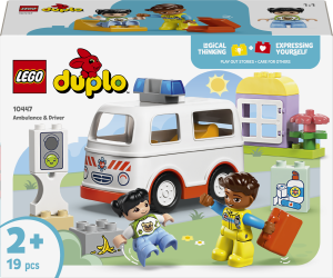 Zestaw klocków LEGO DUPLO Karetka z kierowcą 19 elementów (10447). Klocki