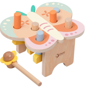 Zestaw wbijak drewniany Classic World Pastelowy Motylek Montessori 8 elementów (6927049022692). Zabawki dla niemowląt