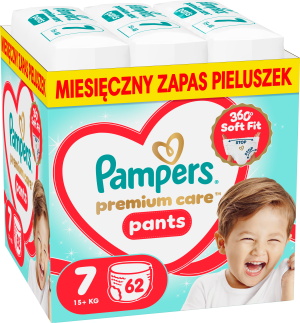 Pieluchomajtki Pampers Premium Care Pants 7 (15+ kg) 62 szt (8006530320245). Pieluchy i pieluchomajtki dla dzieci