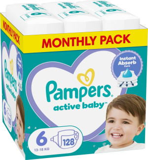 Pieluchy Pampers Active Baby 6 (13-18 kg) 128 szt (8006540032688). Pieluchy i pieluchomajtki dla dzieci