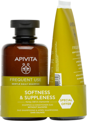 Zestaw do do codziennej pielęgnacji włosów Apivita Softness & Suppleness Szampon 250 ml + Odżywka 150 ml (5201279103057). Zestawy do pielęgnacji włosów