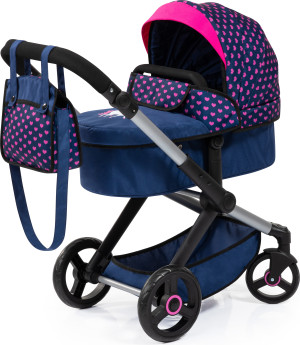 Wózek dla lalki Bayer Xeo Compact With Pink Hearts Ciemnoniebieski 17054AA (4003336170542). Akcesoria dla lalek