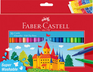 Zestaw flamastrów Faber-Castell Fibre-tip zmywalne 50 szt (4005405542045). Flamastry