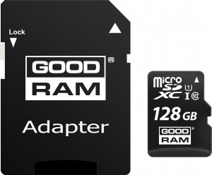 Goodram microSDXC 128GB UHS-I class 10 + adapter (M1AA-1280R12). Karty pamięci