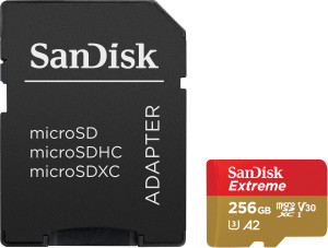 Karta pamięci SanDisk microSDXC 256GB Extreme A2 Class 10 V30 UHS-I U3 (SDSQXAV-256G-GN6MA). Karty pamięci