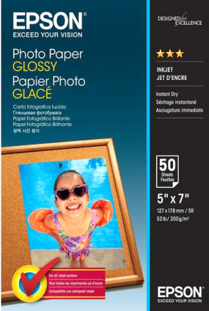 Papier fotograficzny Epson 13x18 cm 50 arkuszy 200 g/m² jednopak (C13S041344). Papier fotograficzny