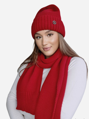Komplet damski (czapka + szalik) Kamea K.22.254.21 One Size Czerwony (5903246762112). Komplety z czapkami