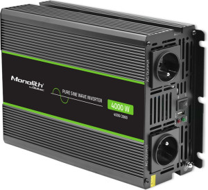 Przetwornica samochodowa Qoltec Monolith 2000W/4000W 24V na 230V czysty sinus (51939) (5901878519395). Falowniki samochodowe